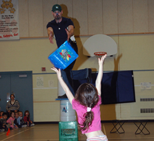 Jonny catches the cheer box